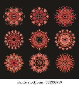 Set of decorative rosettes-snowflakes