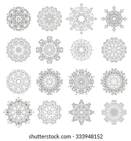 Set of decorative rosettes-snowflakes