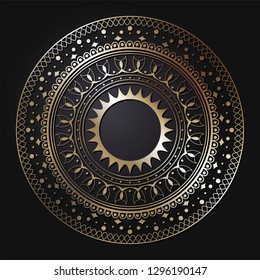 Set of decorative round frames for design with abstract ornament. Circle frame. Templates for printing cards, invitations, books, textiles, engraving, wooden furniture, forging. Vector