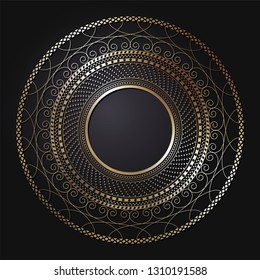 Set of decorative round frames for design with abstract ornament. Circle frame. Templates for printing cards, invitations, books, textiles, engraving, wooden furniture, forging. Vector