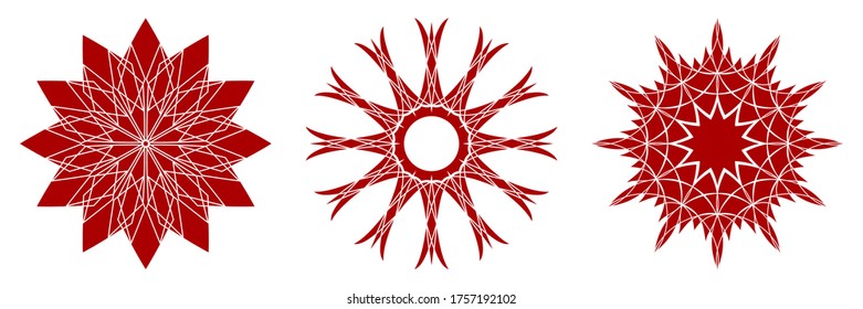 Set of decorative round frames for design with abstract floral pattern. Circle frame. Templates for printing postcards, invitations, books, for textiles, engraving, wooden furniture, forging. Vector