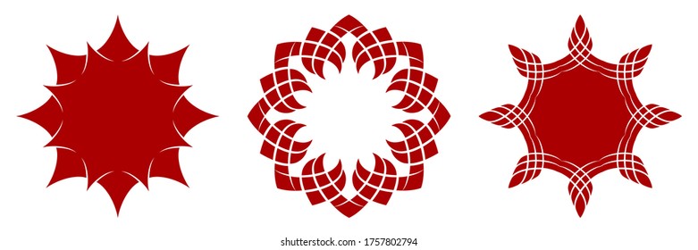 Set of decorative round frames for design with abstract floral pattern. Circle frame. Templates for printing postcards, invitations, books, for textiles, engraving, wooden furniture, forging. Vector