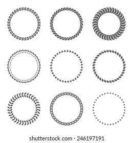 Set of decorative round frames. Vector design elements. 