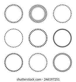 Set of decorative round frames. Vector design elements. 