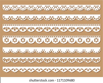 Set of Decorative Scallop Borders, Vintage Lace Eyelet