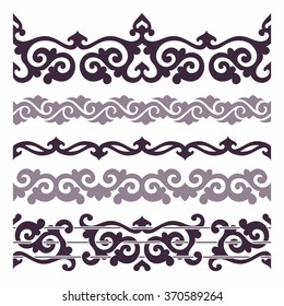 Set Decorative Seamless Border Patterns Oriental Stock Vector (Royalty ...