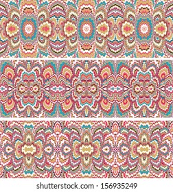 Set of decorative seamless borders in turkish ebry style