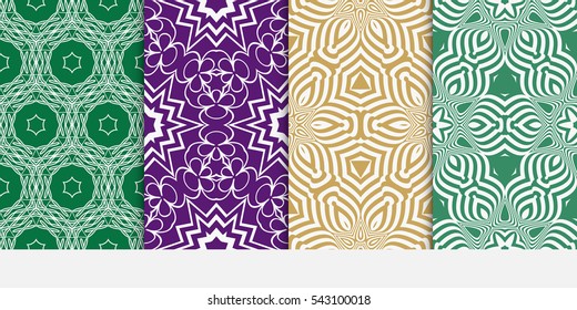 set of decorative Seamless floral geometric background. Vector illustration. Template for invitation, wallpaper, textile