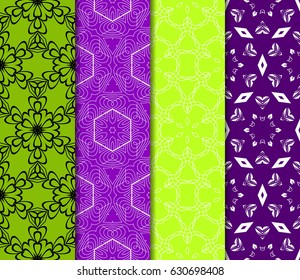 set of decorative Seamless floral geometric background. Vector illustration. Template for invitation, wallpaper, textile