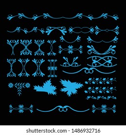 Set of decorative seamless ornamental border with corner