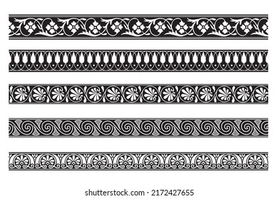 Set of decorative seamless ornamental border - Vector modular