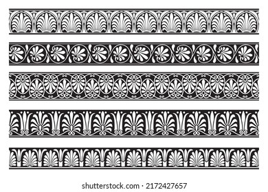 Set of decorative seamless ornamental border - Vector modular