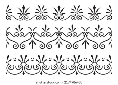 Set of decorative seamless ornamental border - Vector modular