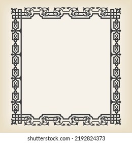 Set of decorative seamless ornamental border with corner