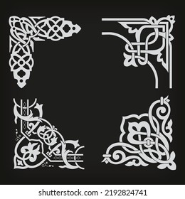 Conjunto de bordes decorativos ornamentales sin costura con esquina