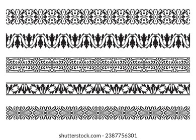 Set of decorative seamless ornamental border - Vector modular