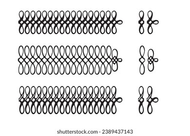 Set of decorative seamless ornamental border - Vector calligraphic border by modules and with final finish