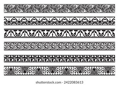 Set of decorative seamless ornamental border - Vector calligraphic border 