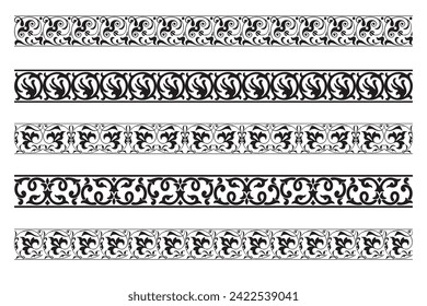 Conjunto de bordes decorativos ornamentales sin costura - Módulo vector