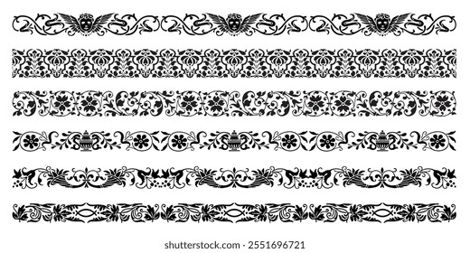 Conjunto de moldura decorativa ornamental sem costura - Vetor modular