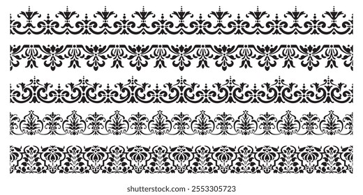 Conjunto de moldura decorativa ornamental sem costura - Vetor modular
