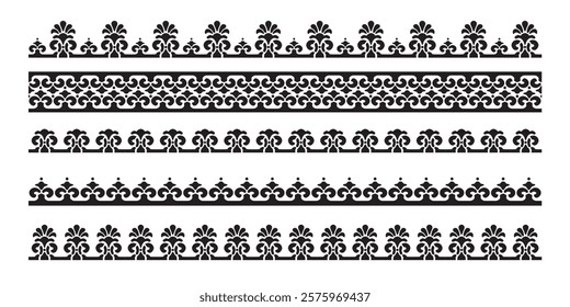 Set of decorative seamless ornamental border - Vector modular