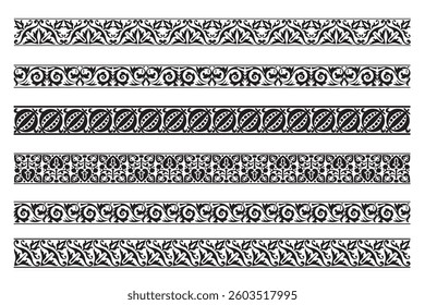 Set of decorative seamless ornamental border - Vector modular