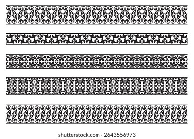 Set of decorative seamless ornamental border - Vector modular