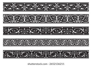 Conjunto de moldura decorativa ornamental sem costura - Vetor modular