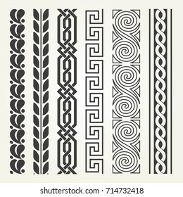 Set of decorative seamless ornamental border