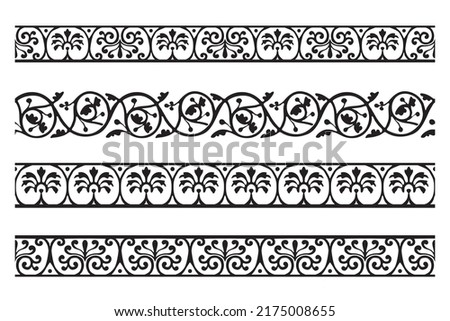 Set of decorative seamless ornamental border - Vector modular