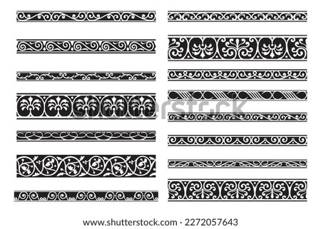 Set of decorative seamless ornamental border - Vector modular