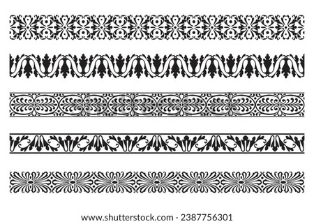 Set of decorative seamless ornamental border - Vector modular