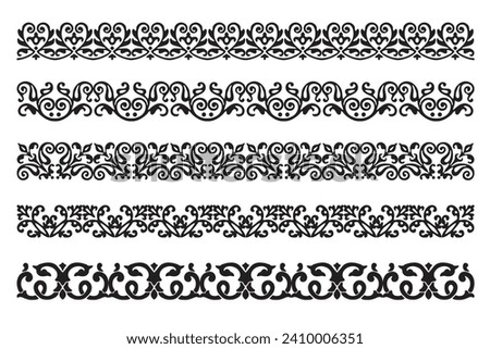 Set of decorative seamless ornamental border - Vector calligraphic border 