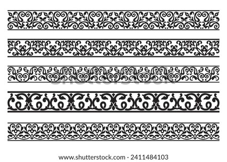 Set of decorative seamless ornamental border - Vector calligraphic border 