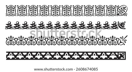 Set of decorative seamless ornamental border with corner - Vector