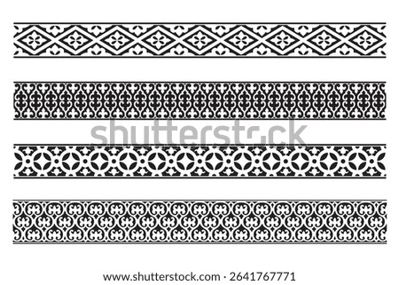 Set of decorative seamless ornamental border - Vector modular