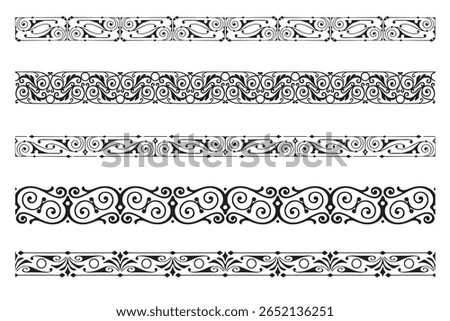 Set of decorative seamless ornamental border - Vector modular