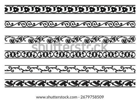 Set of decorative seamless ornamental border - Vector modular