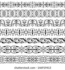 set of decorative seamless pattern borders