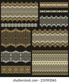 Set of decorative seamless ribbons (bands) for Christmas decoration