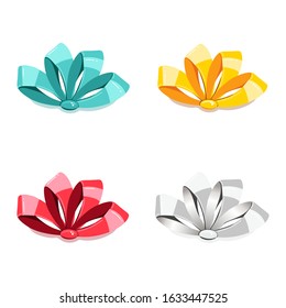 Set of decorative shiny gift bows. Ribbon elements .Vector illustration isolated on white.