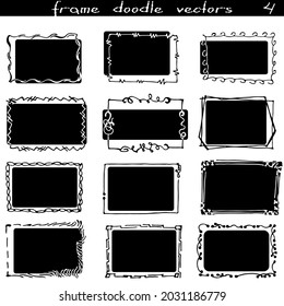 A set of decorative silhouette doodle frames.
A collection of black and white rectangular frames. Ornaments, strokes, curls and lines. Making gifts, packaging. Creating a mask in digital design.
