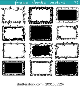 A set of decorative silhouette doodle frames.
Rectangular sublimations.Black. Ornaments, strokes, curls and lines. Making gifts, packaging. Creating a mask in digital design. vector