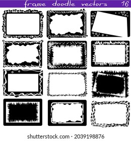 A set of decorative silhouette doodle frames.
Rectangular sublimations.Black. Ornaments, strokes, curls and lines. Making gifts, packaging. Creating a mask in digital design.