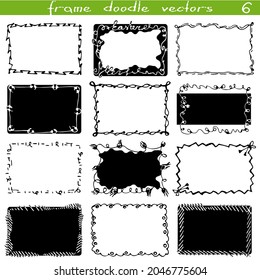 Un conjunto de cuadros decorativos de doodle de silueta.
Colección de cuadros rectangulares en blanco y negro. Ornamentos, trazos, rizos y líneas. Haciendo regalos, empaquetando. Crear una máscara en el diseño digital.