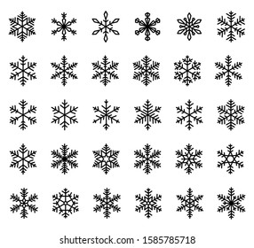 Set of decorative snowflake silhoettes. New year holiday decoration. Vector illustration