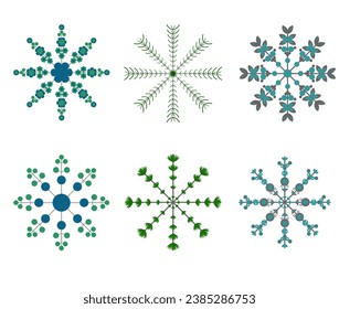 Conjunto de copos de nieve decorativos para diseño, cubierta, tarjeta, pancarta, impresión. Elementos de fondo del Año Nuevo. Eps 10.