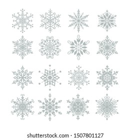 Set of  decorative  snowflakes. Snowflakes icon. Vector illustration.