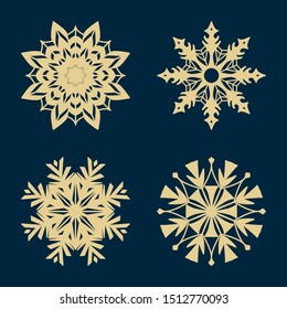 Set of  decorative  snowflakes. Snowflakes icon. Vector illustration.